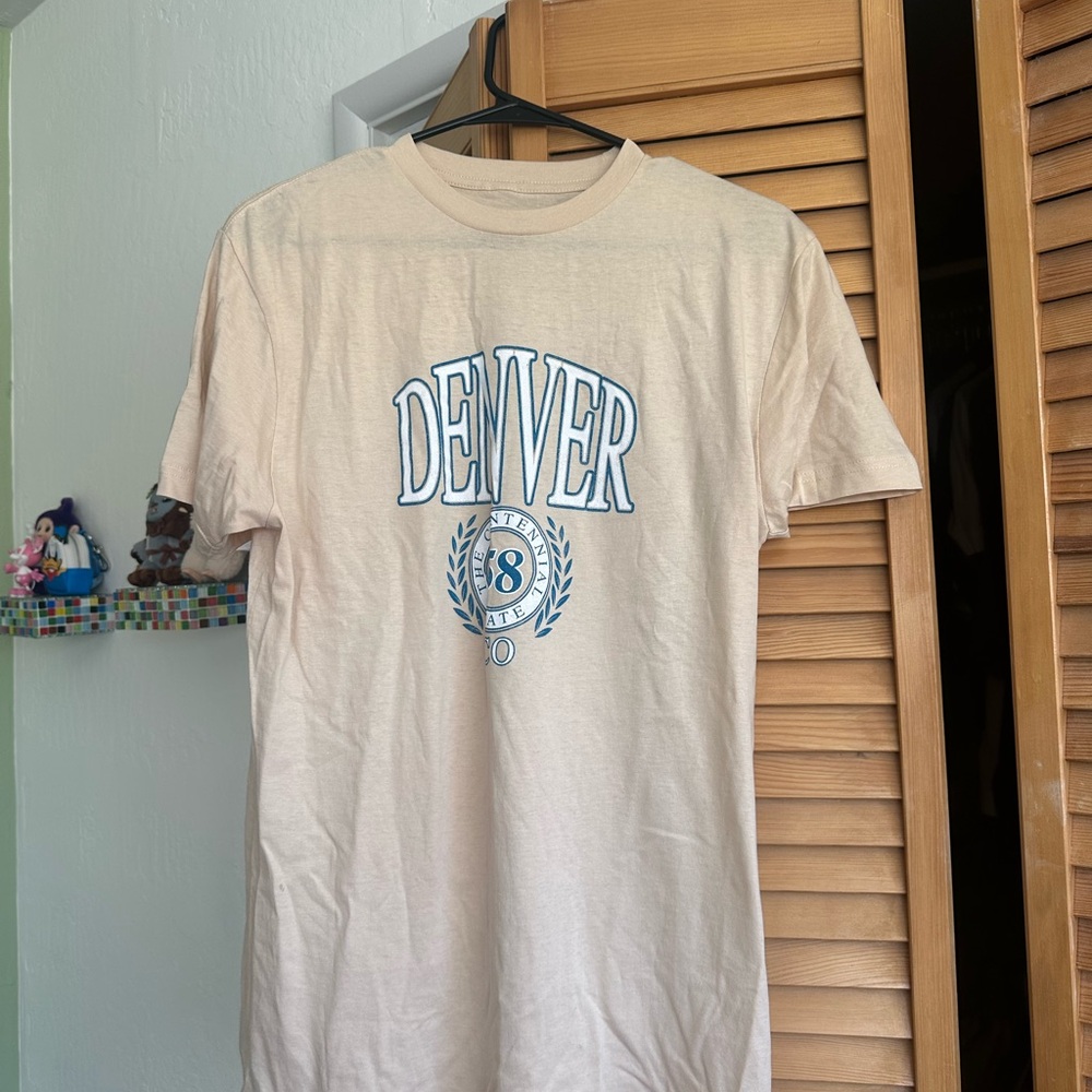 & Other Stories Cream Denver Graphic Tee with Blue Print